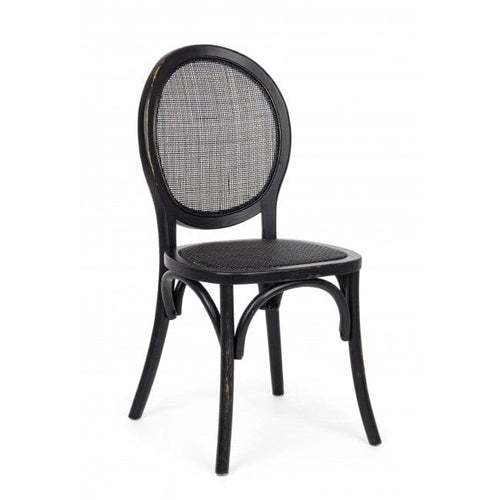 Sedia in legno e rattan Globo Nero