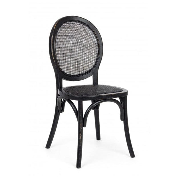 Sedia in legno e rattan Globo Nero