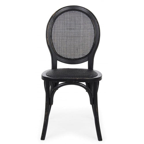Sedia in legno e rattan Globo Nero (1)