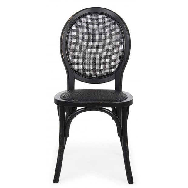 Sedia in legno e rattan Globo Nero (1)