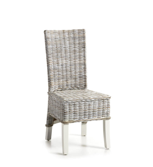 Sedia in legno e rattan New White Salsa Bianco