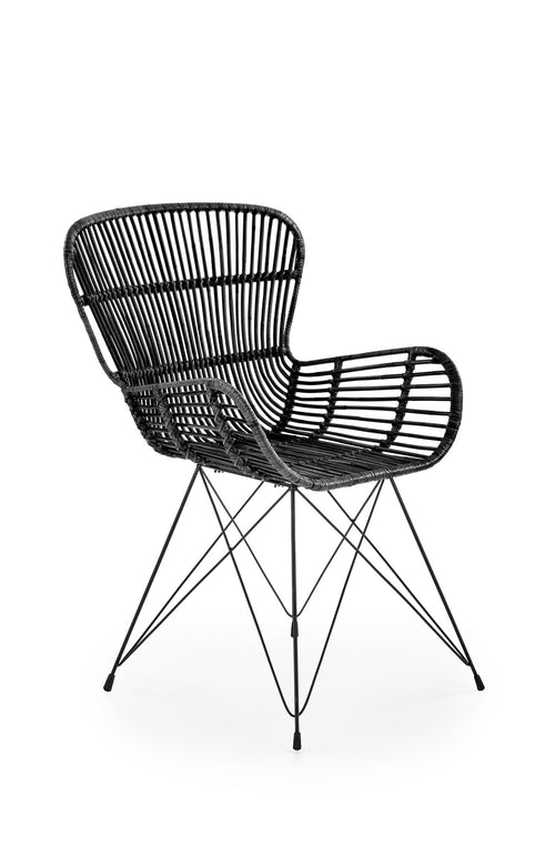 Sedia in rattan naturale Kai-335 Nero