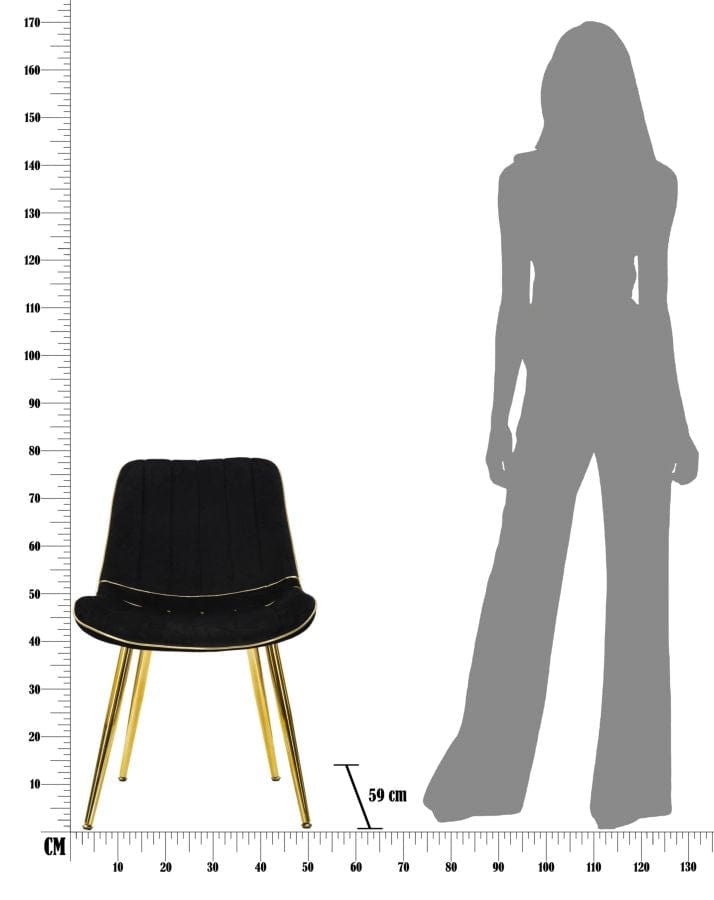 Sedia Paris Nera/Gold Set 2 Pz cm 51x59x79 (10)