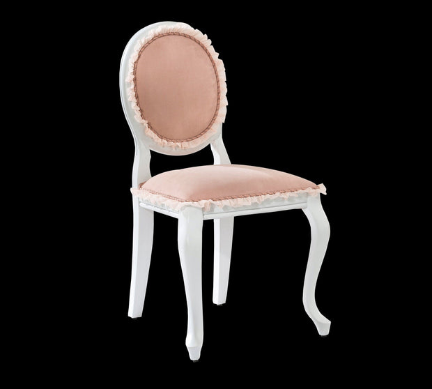 Sedia per bambini imbottita in tessuto con gambe in legno Dream Salmon, L48xL52xH90 cm