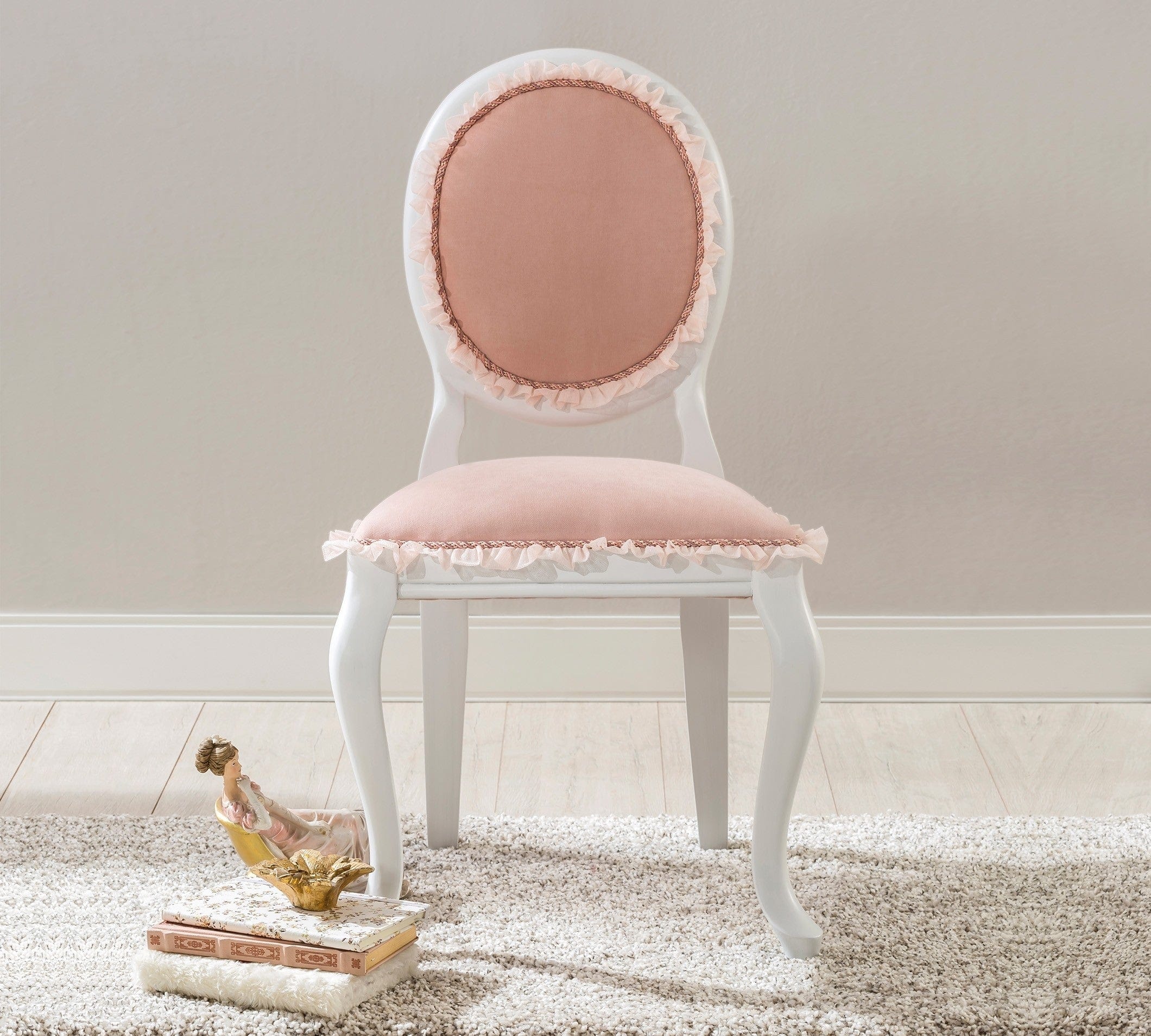 Sedia per bambini imbottita in tessuto con gambe in legno Dream Salmon, L48xL52xH90 cm (2)