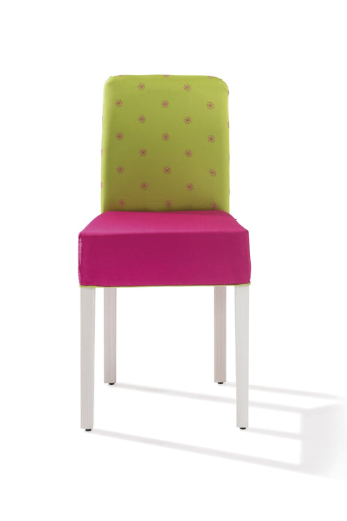 Sedia per bambini, imbottita in tessuto con gambe in legno Ribbon Pink / Green, l43xL49xH87 cm (1)