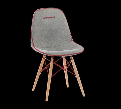 Sedia per bambini imbottita in tessuto con gambe in legno Trio Grey, l50xl50xh85 cm