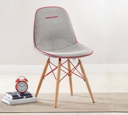 Sedia per bambini imbottita in tessuto con gambe in legno Trio Grey, l50xl50xh85 cm (1)