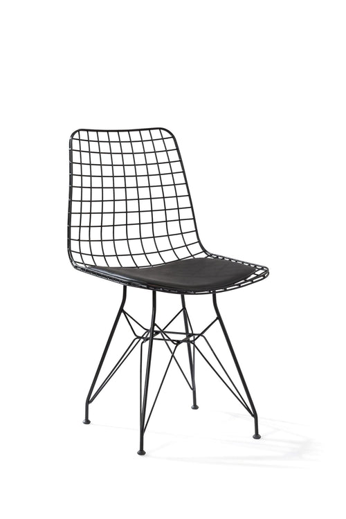 Sedia per bambini in metallo con seduta rivestita in ecopelle Dark Metal Black, L53xL45xH82 cm