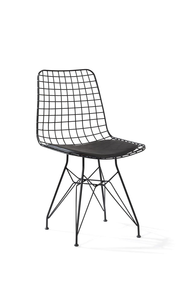 Sedia per bambini in metallo con seduta rivestita in ecopelle Dark Metal Black, L53xL45xH82 cm