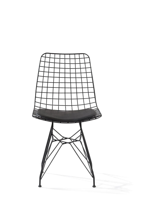 Sedia per bambini in metallo con seduta rivestita in ecopelle Dark Metal Black, L53xL45xH82 cm (1)