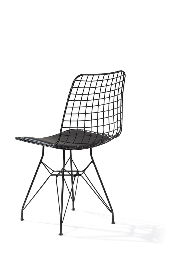 Sedia per bambini in metallo con seduta rivestita in ecopelle Dark Metal Black, L53xL45xH82 cm (2)