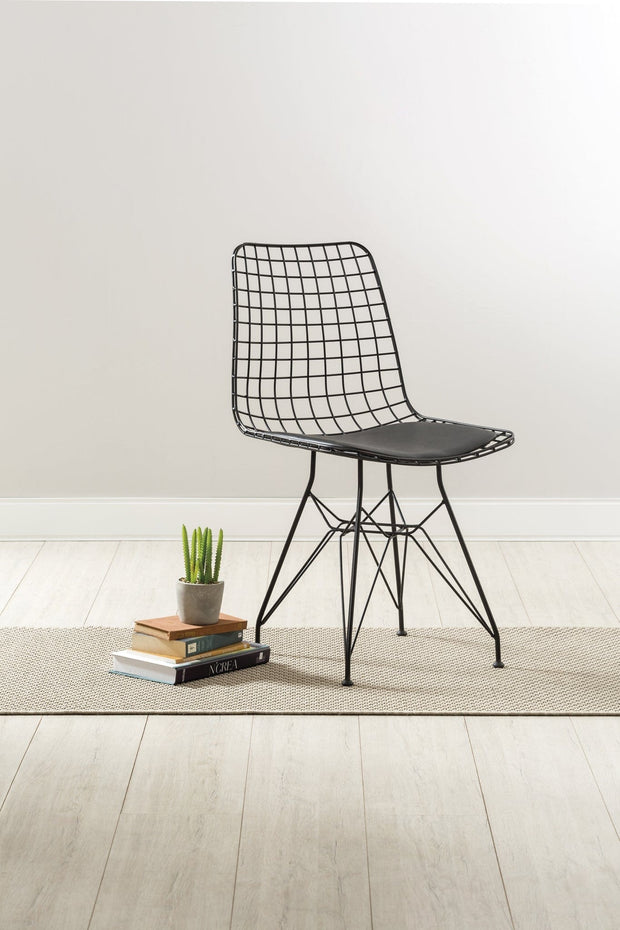 Sedia per bambini in metallo con seduta rivestita in ecopelle Dark Metal Black, L53xL45xH82 cm (4)