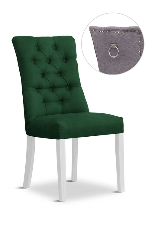 Sedia rivestita in tessuto con gambe in legno, Lord II Velvet Green / White, L51xL62xH100 cm
