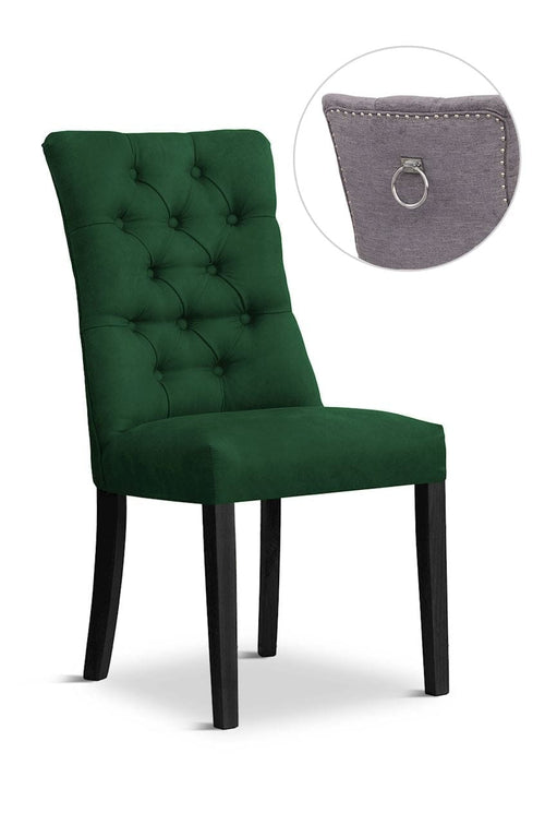 Sedia rivestita in tessuto e gambe in legno, Lord II Velvet Green / Black, L51xL62xH100 cm