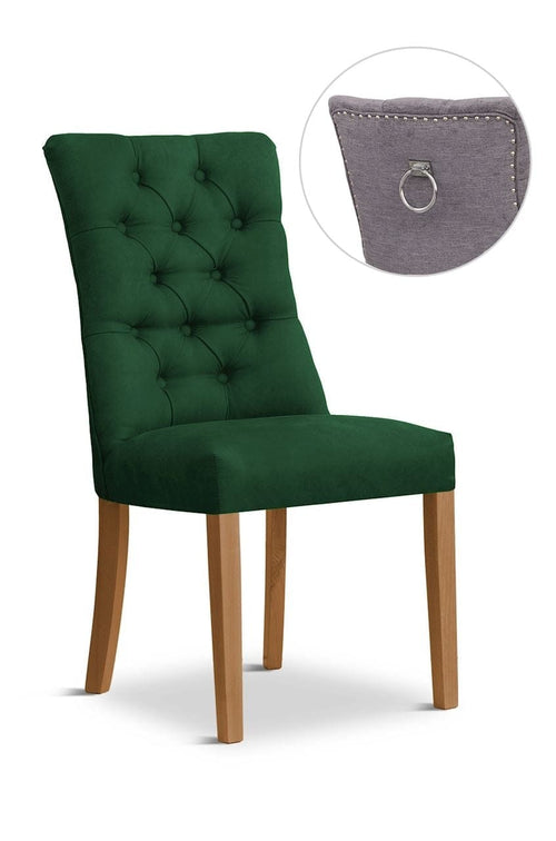 Sedia rivestita in tessuto e gambe in legno, Lord II Velvet Green / Oak, L51xL62xH100 cm