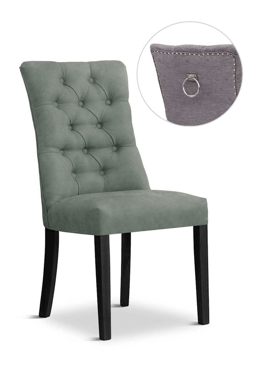 Sedia rivestita in tessuto e gambe in legno, Lord II Velvet Grey / Black, L51xL62xH100 cm
