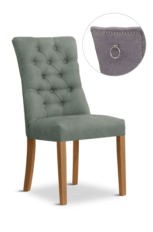 Sedia rivestita in tessuto e gambe in legno, Lord II Velvet Grey / Oak, L51xL62xH100 cm
