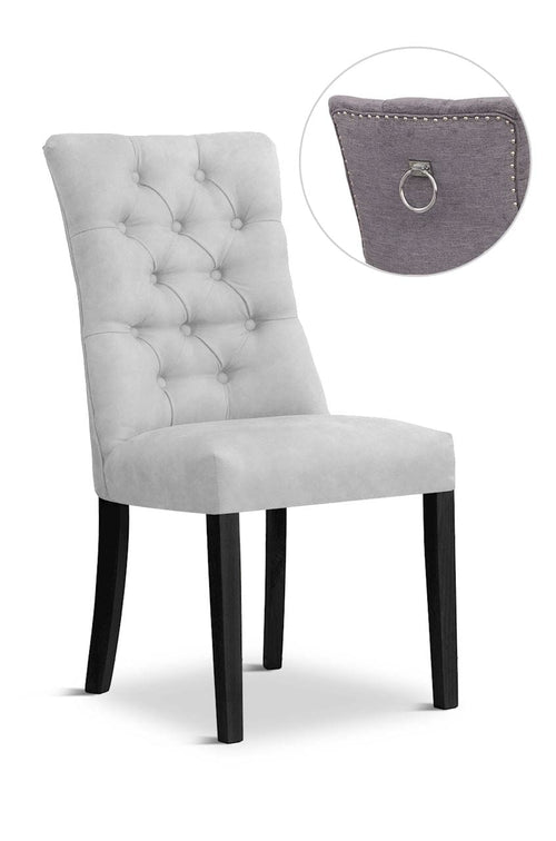 Sedia rivestita in tessuto e gambe in legno, Lord II Velvet Silver / Black, L51xL62xH100 cm