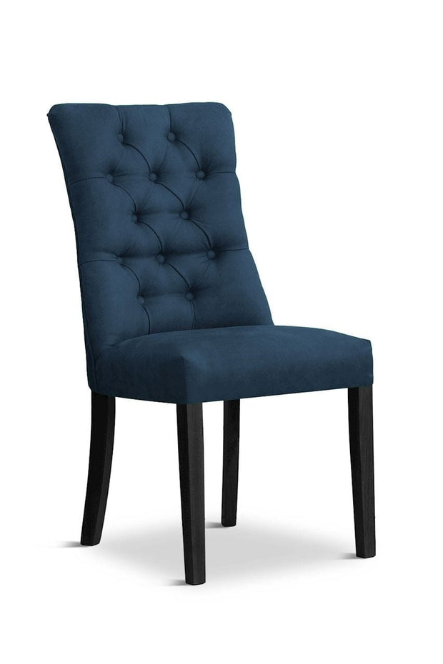 Sedia rivestita in tessuto e gambe in legno, Lord Velvet Charcoal / Black, l51xL62xH100 cm