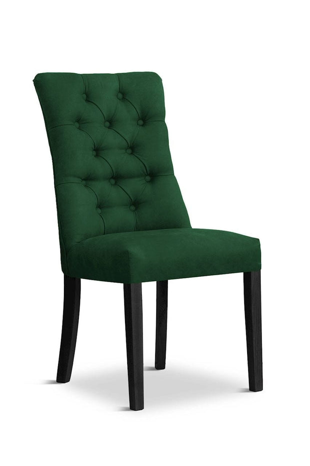 Sedia rivestita in tessuto e gambe in legno, Lord Velvet Green / Black, L51xL62xH100 cm