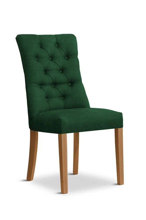 Sedia rivestita in tessuto e gambe in legno, Lord Velvet Green / Oak, l51xL62xH100 cm
