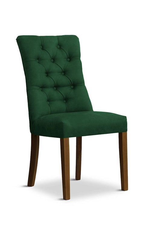 Sedia rivestita in tessuto e gambe in legno, Lord Velvet Green / Walnut, L51xL62xH100 cm