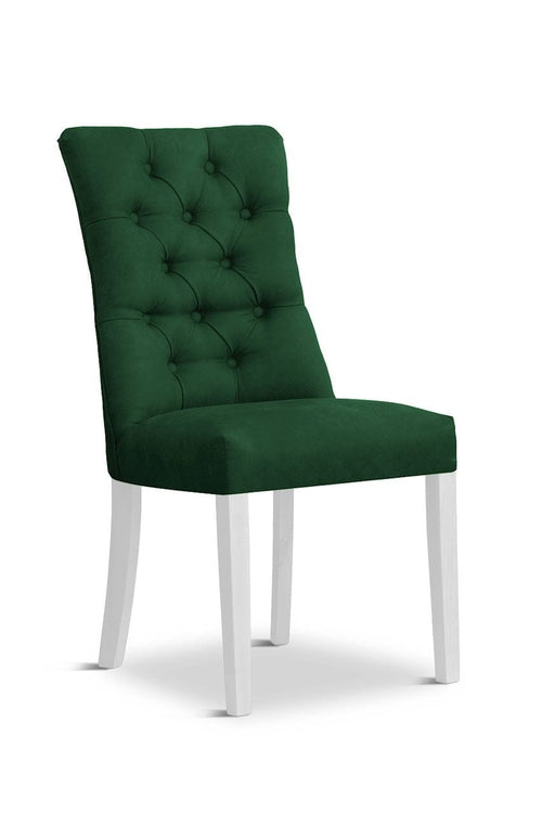 Sedia rivestita in tessuto e gambe in legno, Lord Velvet Green / White, L51xL62xH100 cm