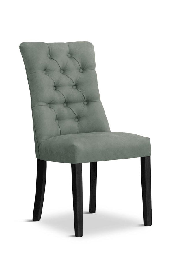 Sedia rivestita in tessuto e gambe in legno, Lord Velvet Grey / Black, L51xL62xH100 cm