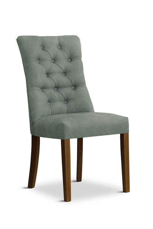 Sedia rivestita in tessuto e gambe in legno, Lord Velvet Grey / Walnut, L51xL62xH100 cm