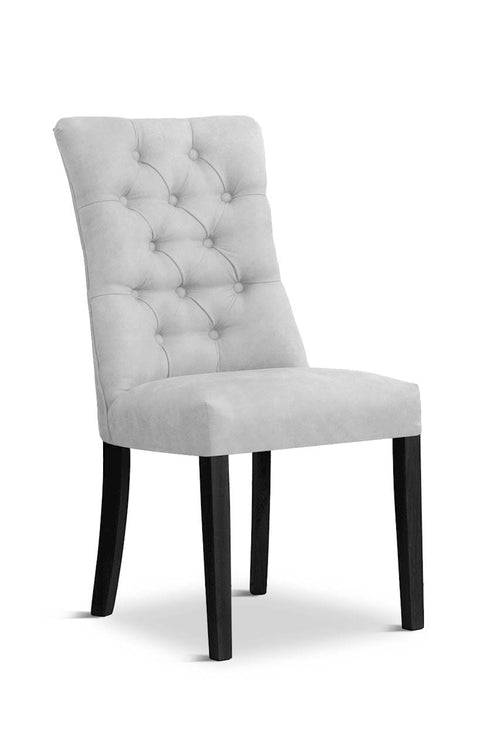 Sedia rivestita in tessuto e gambe in legno, Lord Velvet Silver / Black, L51xL62xH100 cm