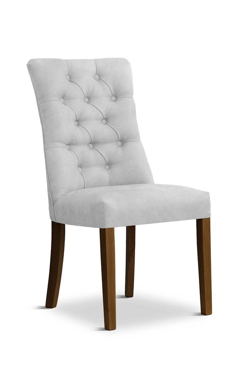 Sedia rivestita in tessuto e gambe in legno, Lord Velvet Silver / Walnut, L51xL62xH100 cm