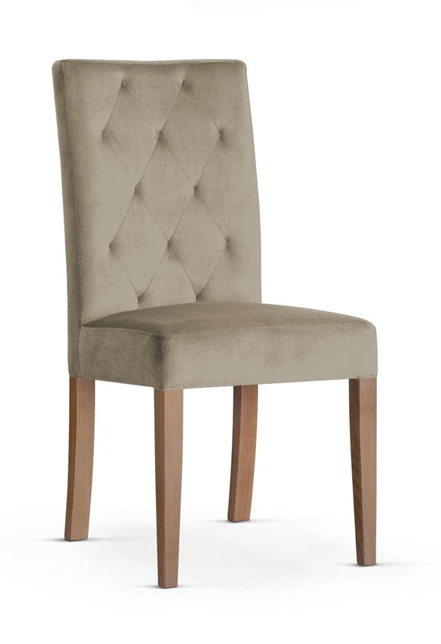Sedia rivestita in tessuto e gambe in legno, Orlando Beige / Oak, l46xL65xH102 cm