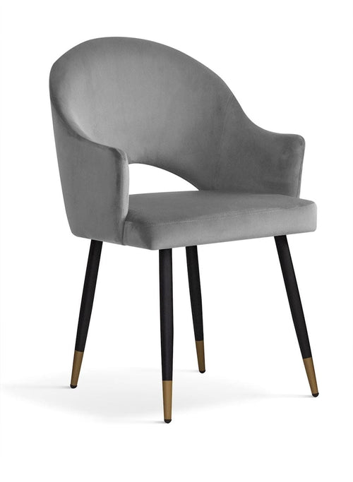 Sedia rivestita in tessuto e gambe in metallo, Goda Velvet Grey / Black / Gold, L56xL62xH87 cm