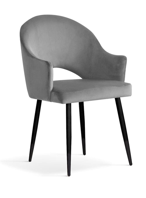 Sedia rivestita in tessuto e gambe in metallo, Goda Velvet Grey / Black, l56xL62xH87 cm