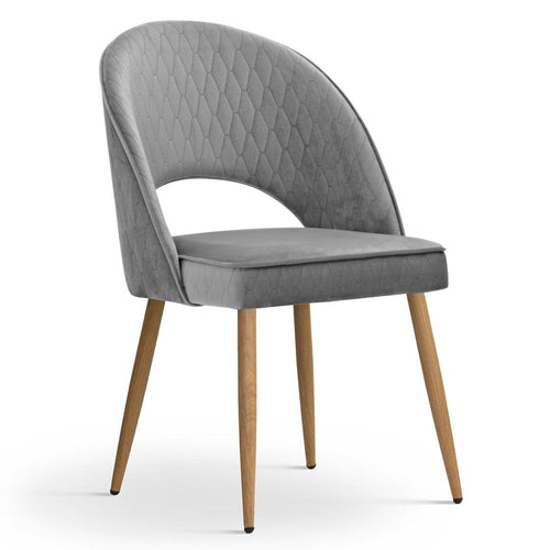 Sedia rivestita in tessuto e gambe in metallo, Ponte Velvet Grey / Oak, L54xL63xH89 cm