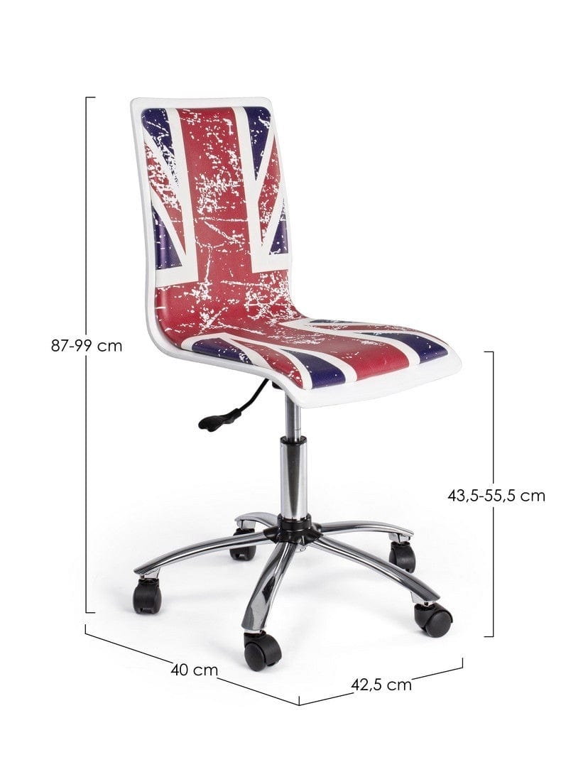 Sedie da scrivania per bambini in ecopelle British Multicolore (7)