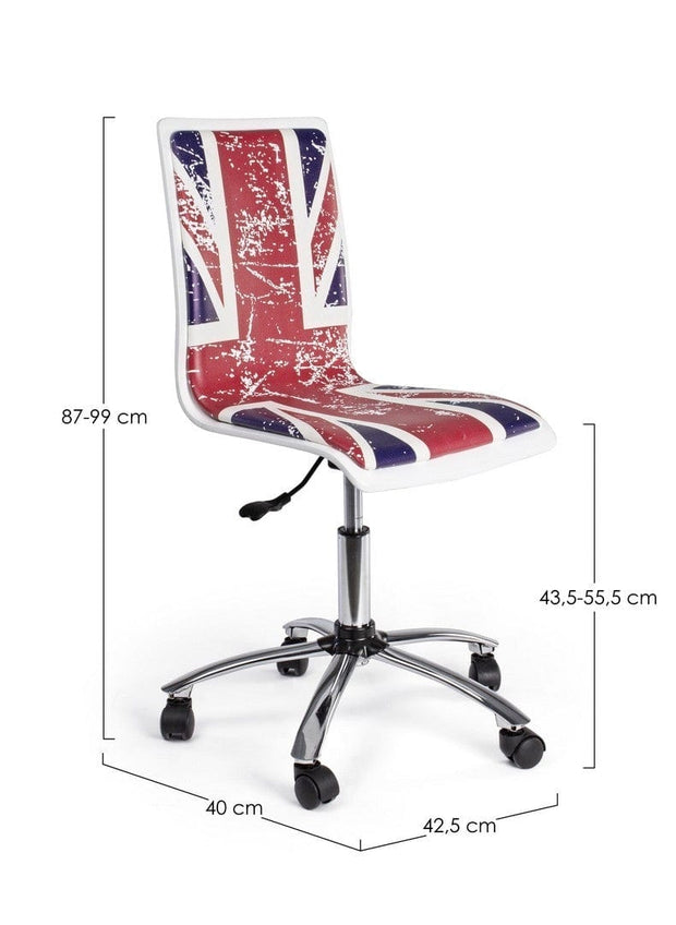 Sedie da scrivania per bambini in ecopelle British Multicolore (7)