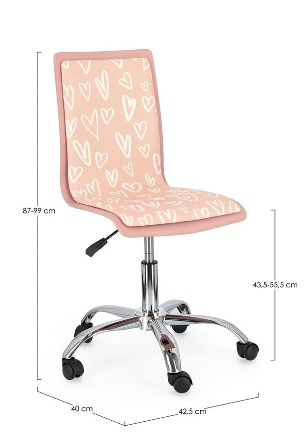 Sedie da scrivania per bambini in ecopelle Hearts Rosa (6)