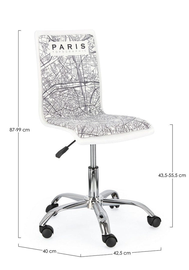 Sedie da scrivania per bambini in ecopelle Paris Bianco e Nero (7)