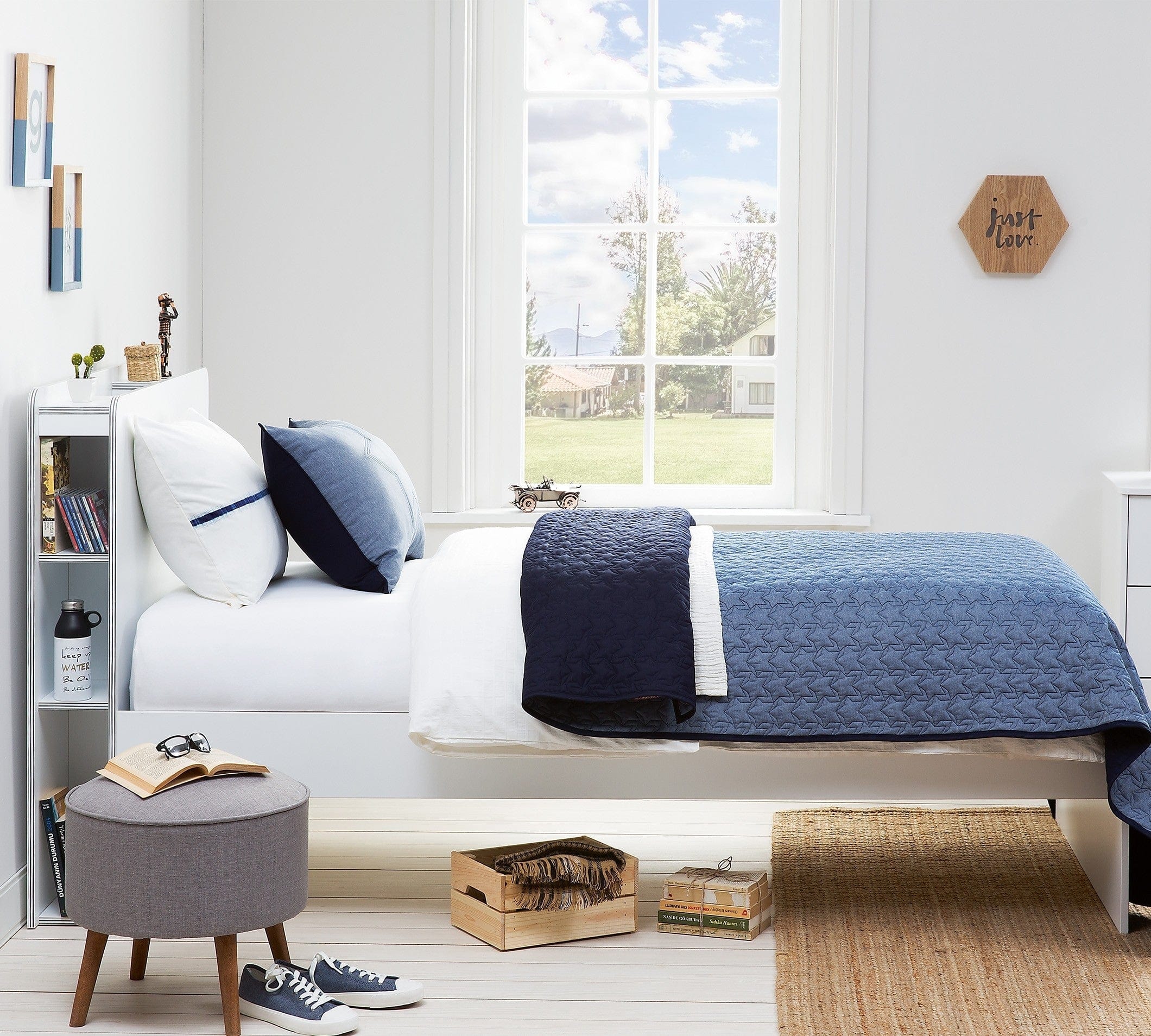 Set copripiumino e federa reversibile Denim blu scuro / blu chiaro, 145 x 230 cm