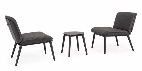 Set da giardino 2 poltrone con tavolino Isabela Antracite
