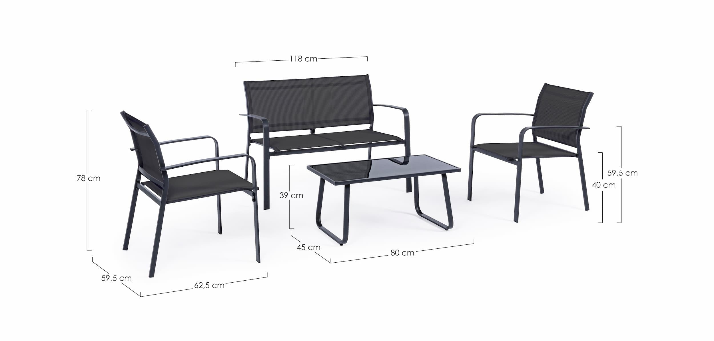 Set da giardino 4 posti con tavolino Arent Antracite (5)