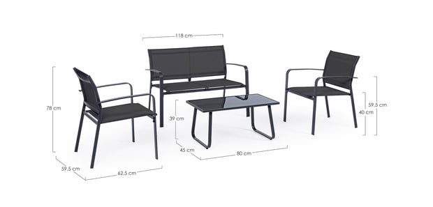 Set da giardino 4 posti con tavolino Arent Antracite (5)