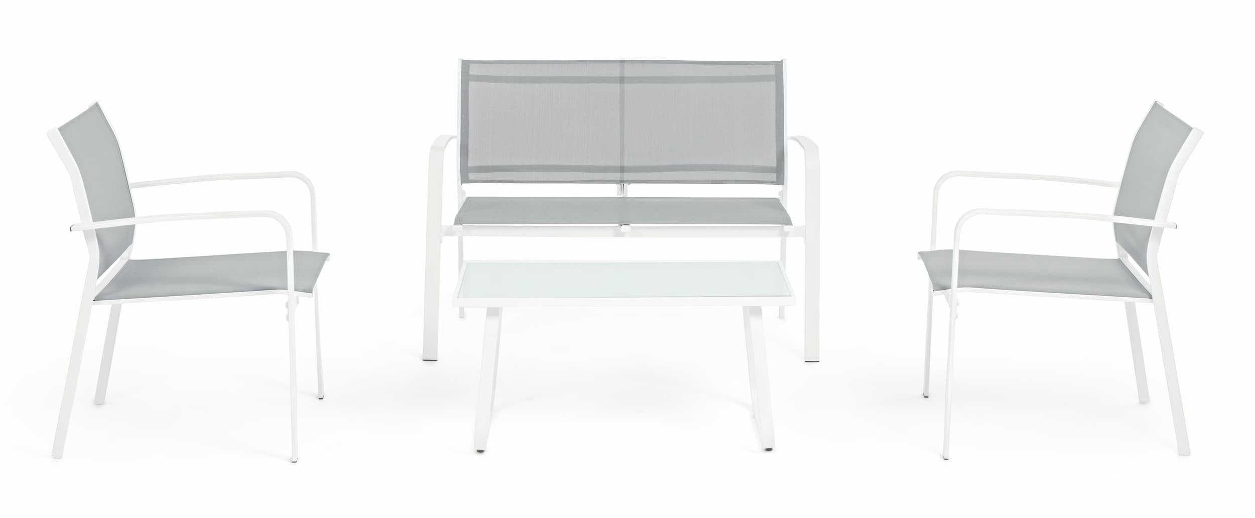 Set da giardino 4 posti con tavolino Arent Bianco (1)