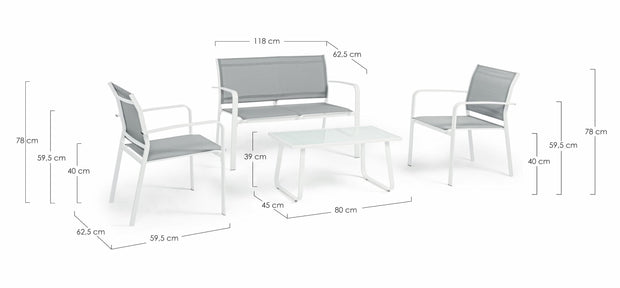 Set da giardino 4 posti con tavolino Arent Bianco (5)