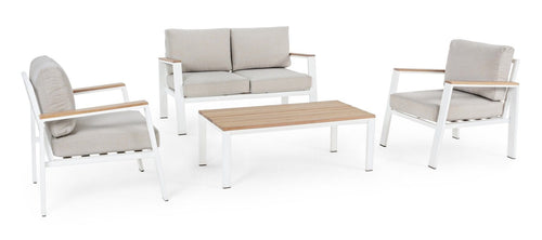 Set da giardino 4 posti con tavolino Belmar Bianco
