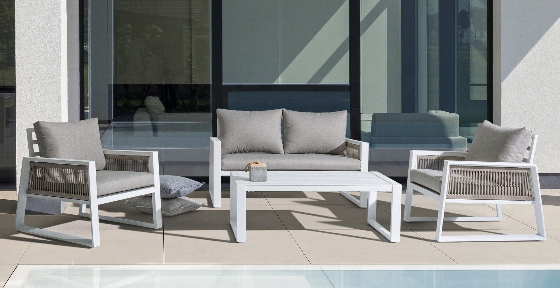 Set da giardino 4 posti con tavolino Captiva Grigio (3)