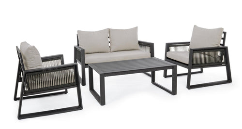 Set da giardino 4 posti con tavolino Captiva Grigio