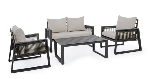 Set da giardino 4 posti con tavolino Captiva Grigio